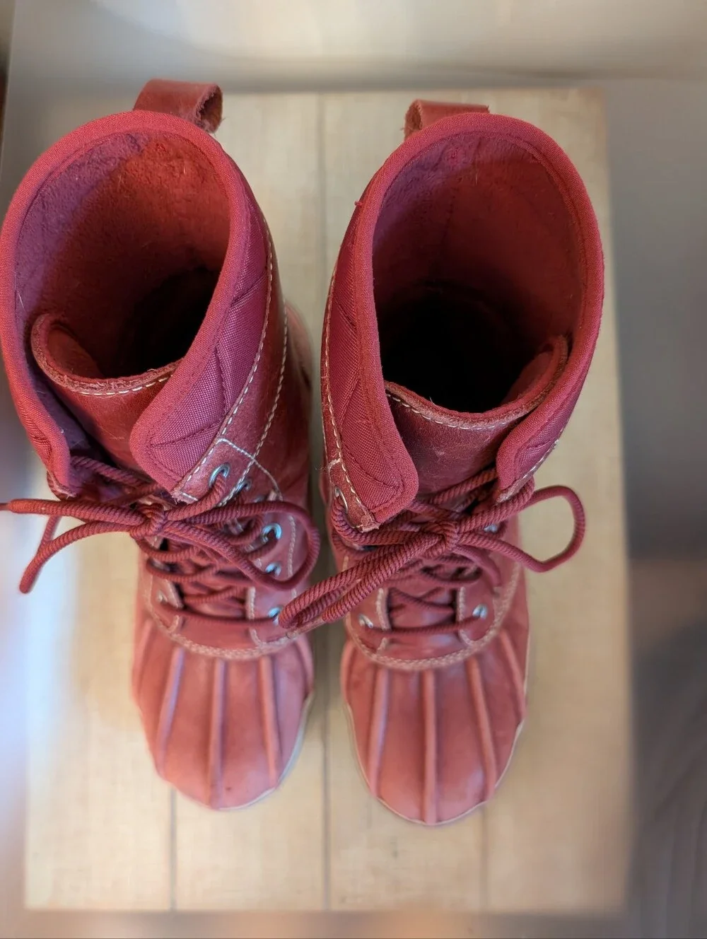 Women's LL Beans Red Leather Insulated Duck Boots